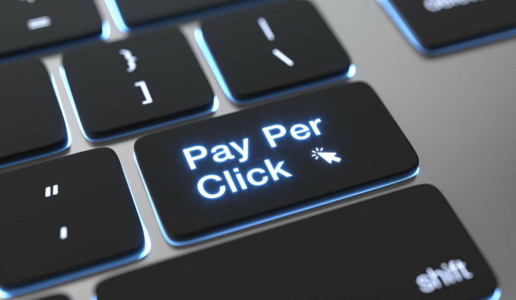 Pay Per Click text on the keyboard button. PPC concept